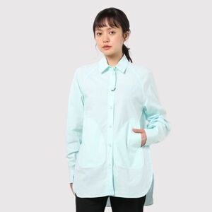 KENZO Womens Shirt Blue Cotton Ripstop Tunic Button Up Long Sleeve 34 US XS